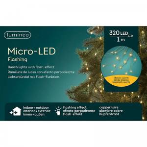 Lumineo 496805 LED Micro Lichtbündel Stränge 100 cm 320 klassische warmweisse Mirco LED Blinkeffekte