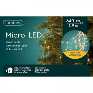 Lumineo 496986 LED Micro Lichtbündel 640 Micro LED warmweisse LED 190 cm klassisches warmweiss ohne Lichteffekte