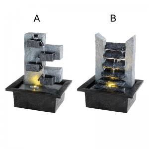 Lumineo Brunnen 19x21x27 cm Tischbrunnen Wasserbrunnen mit LED Beleuchtung für Innen und Aussen