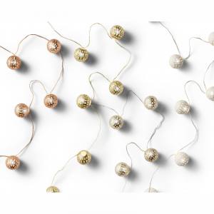 Lumineo Micro LED Batterie Lichterkette 12 LED 110 cm Timer Lichtkugeln in Gold