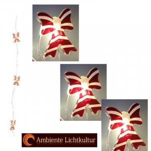 Lumineo Micro LED Batterie Lichterkette 20 LED 190 cm Timer Weihnachtsmotiv Weihnachtsschleife