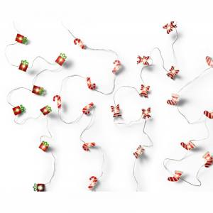 Lumineo Micro LED Batterie Lichterkette 20 LED 190 cm Timer Weihnachtsmotiv Weihnachtsschleife