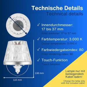 REV Lamprusco Cristal RGBW LED Akku Flaschenleuchte 2021001760