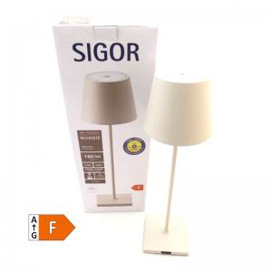 SIGOR NUINDIE Rund Dünenbeige 38 cm LED Akku Tischleuchte IP 54 180lm 2200K+2700K dimmbar