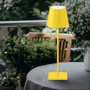 SIGOR NUINDIE Rund Sonnengelb 38 cm LED Akku Tischleuchte IP 54 180lm 2200K+2700K dimmbar Ladekabel Magnetkontakt