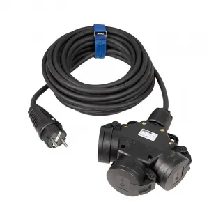 SIROX® Verlängerung 10 Meter H07RN-F 3 G 1,5 mm² mit 3-fach Kupplung mit Federklappdeckel