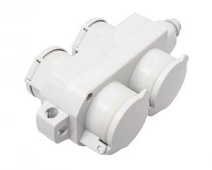 Thermoplast Schutzkontakt Hängekupplung 4fach mit Klappdeckel IP 54 Grau 16 A 250 V Made in Germany
