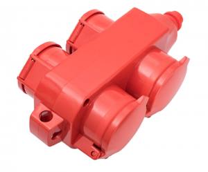 Thermoplast Schutzkontakt Hängekupplung 4fach mit Klappdeckel IP 54 Rot 16 A 250 V Made in Germany