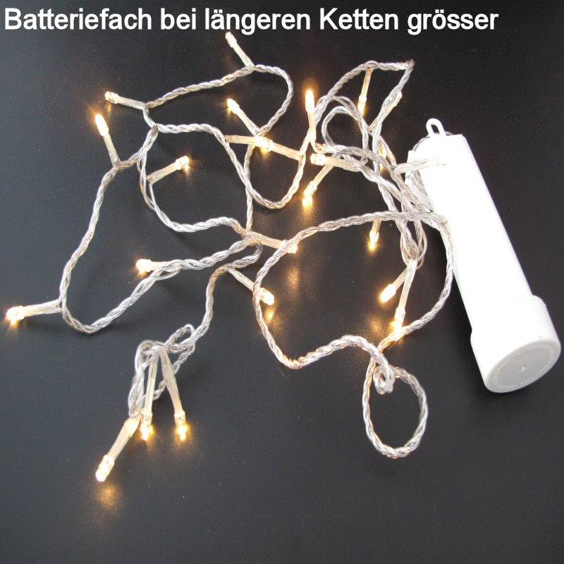LED Batterie Lichterkette 240 warmweisse LED Aussenkette 6 Stunden Timer Dauerlicht