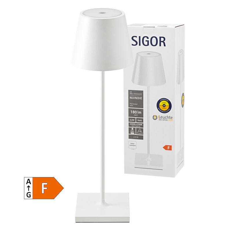 SIGOR NUINDIE Rund Weiss 38 cm LED Akku Leuchte IP 54